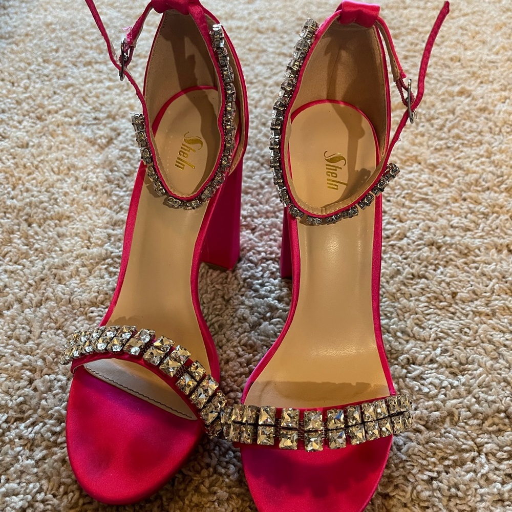Hot Pink jeweled heels